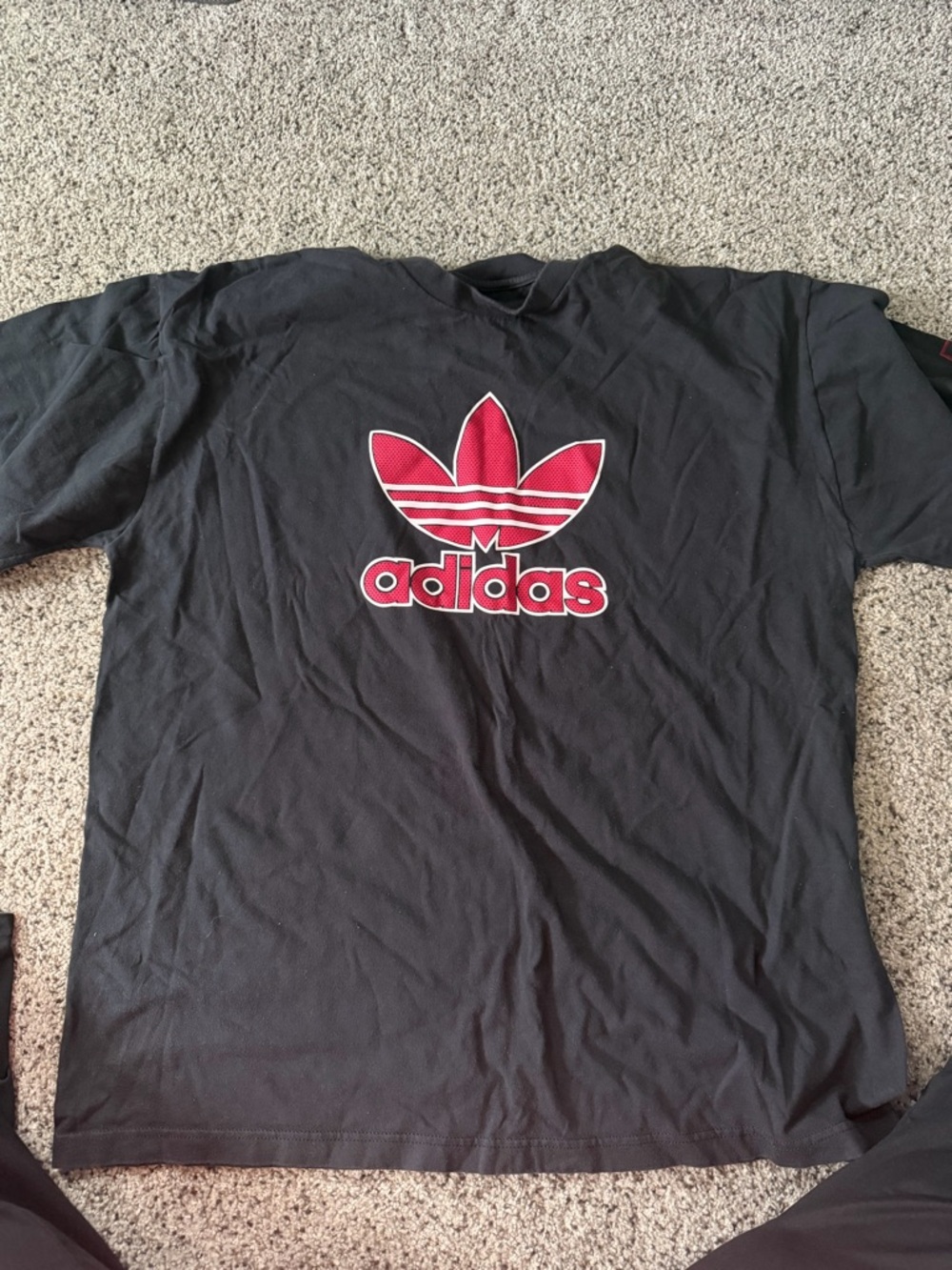 adidas Black T-Shirt with Red Trefoil Logo